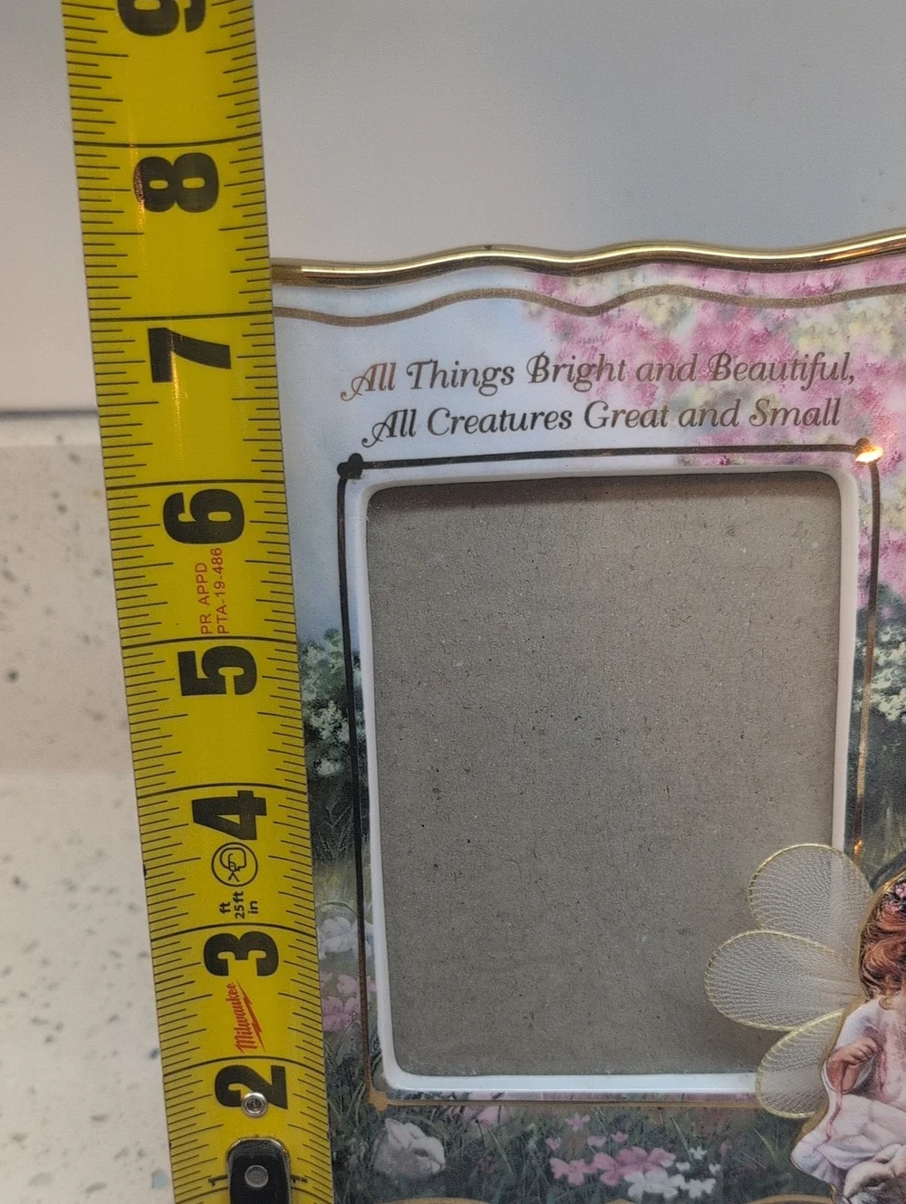 Decorative Floral Angel Picture Frame - Pink & Gold